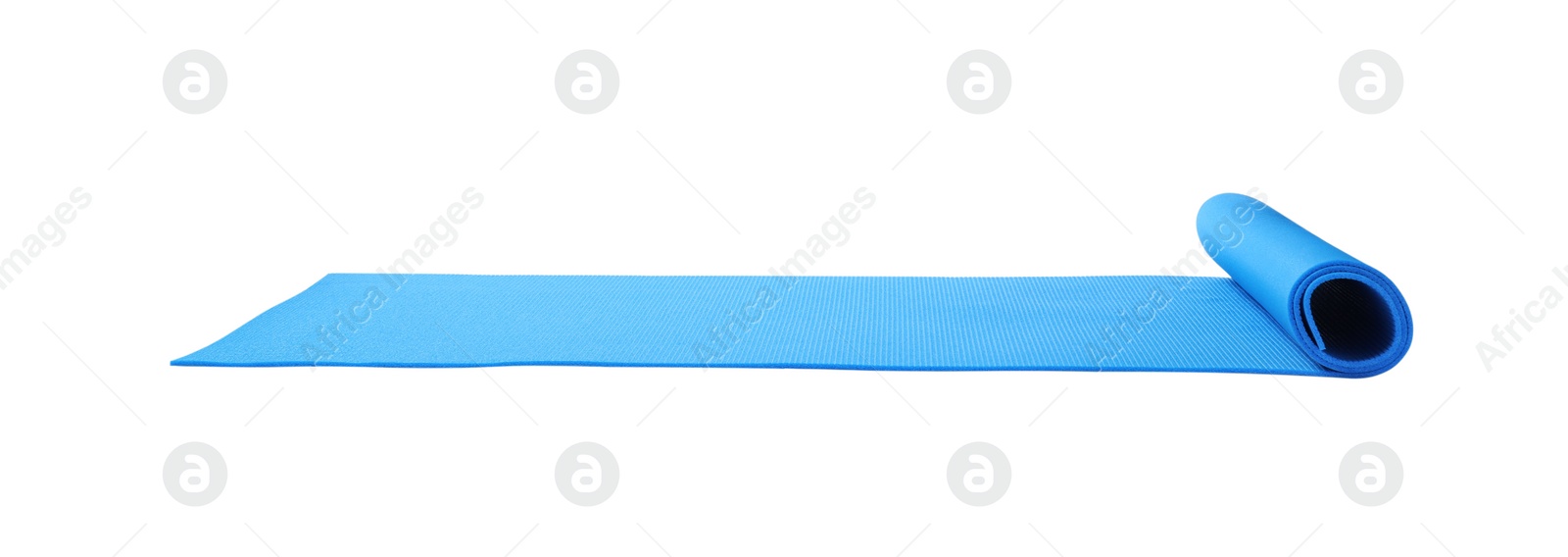 Photo of Light blue camping mat isolated on white