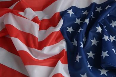 Photo of Flag of USA as background, closeup view