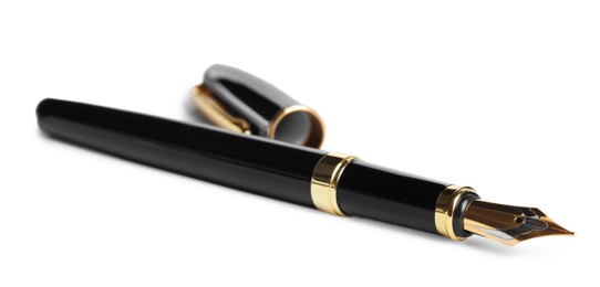 Photo of Beautiful fountain pen with ornate nib isolated on white