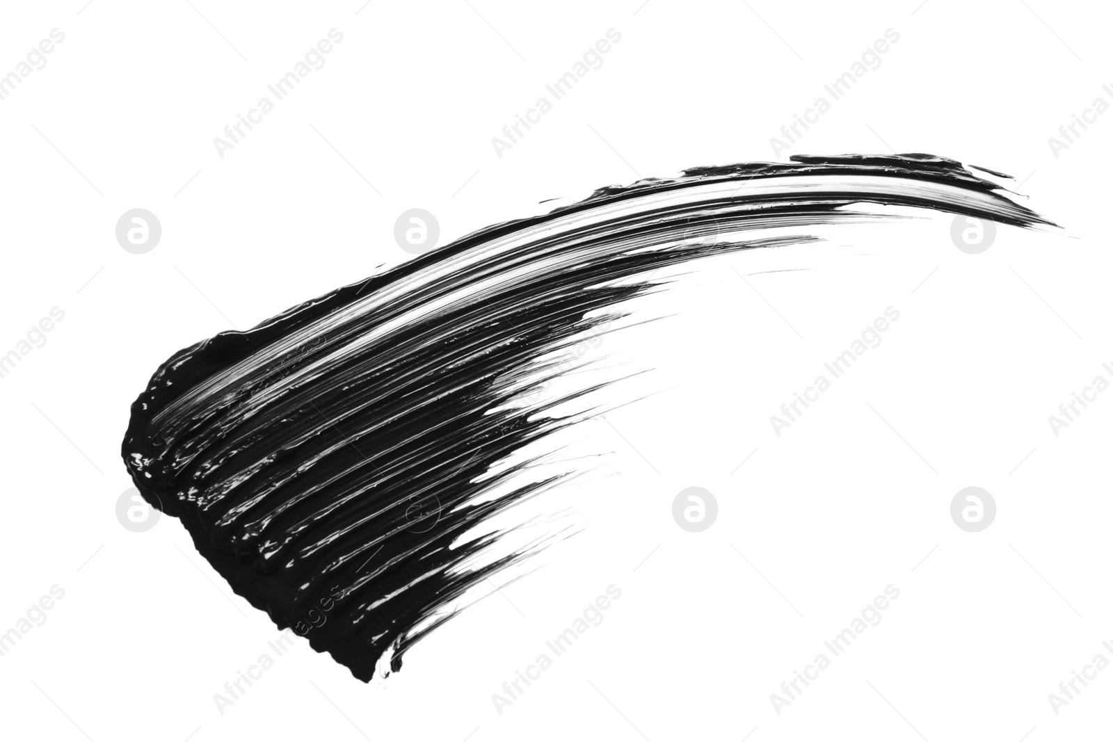 Photo of Smear of black mascara isolated on white, top view