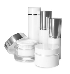 Set of luxury cosmetic products isolated on white