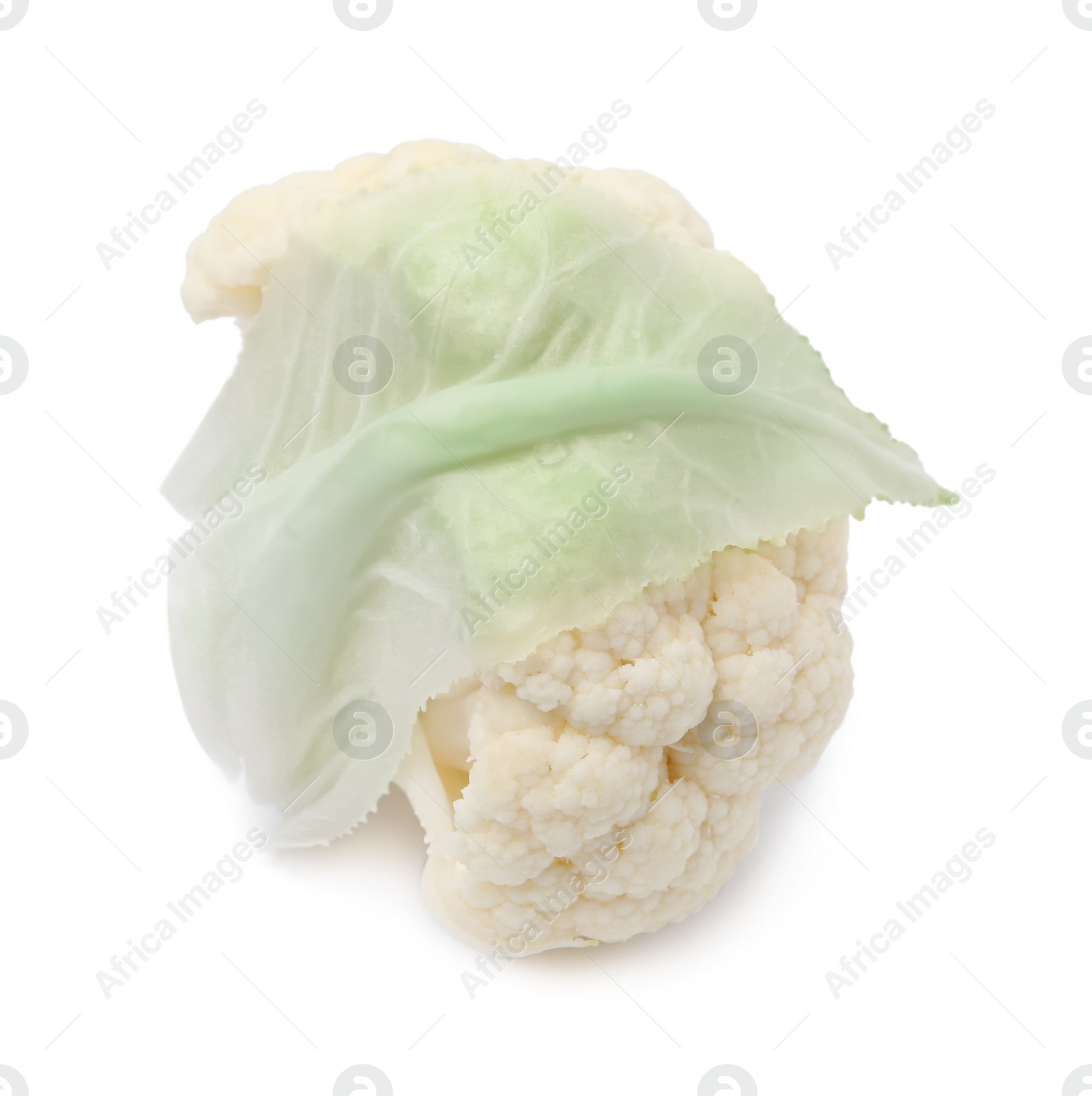 Photo of Cut fresh raw cauliflower on white background