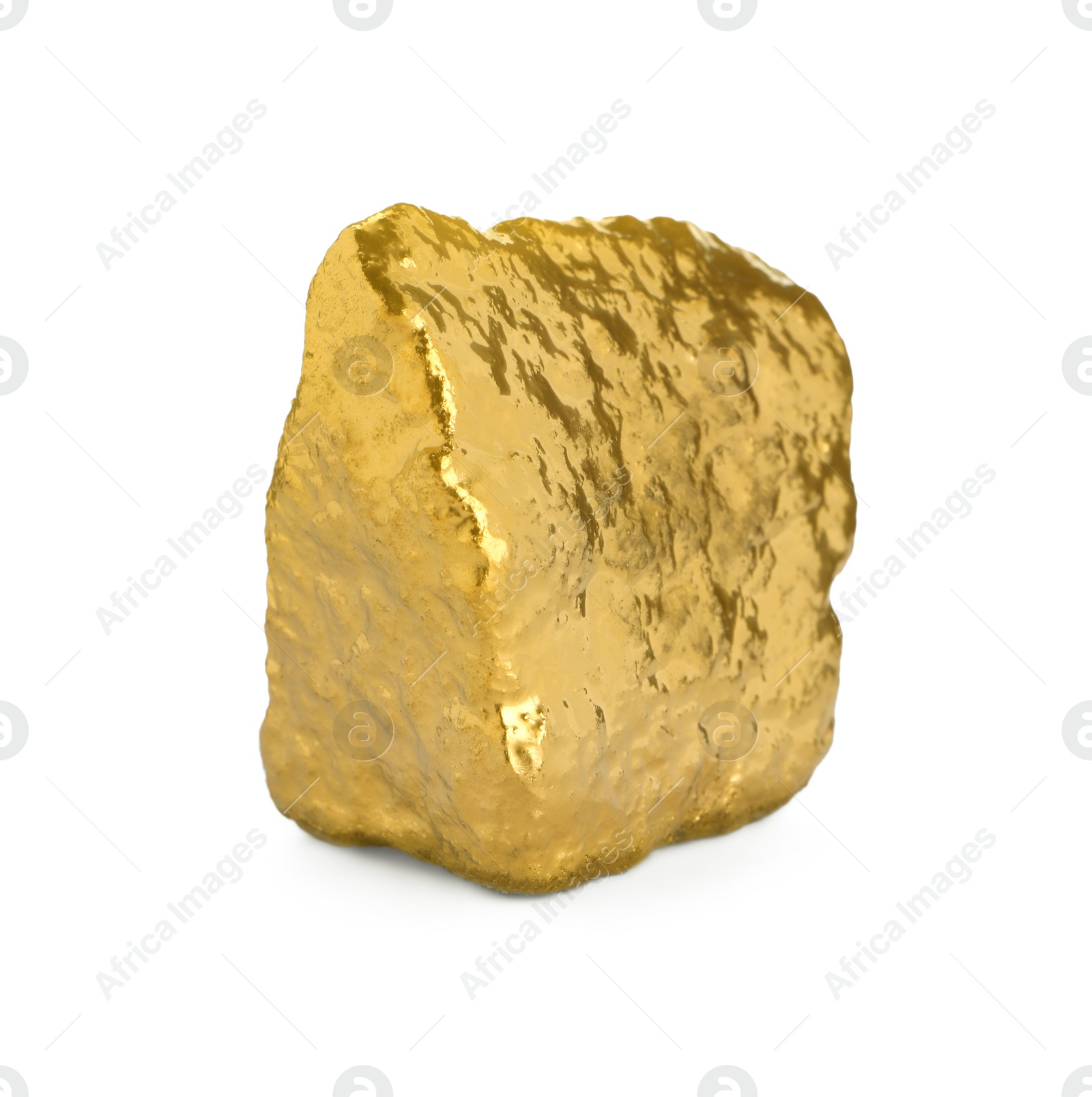 Photo of One beautiful gold nugget on white background