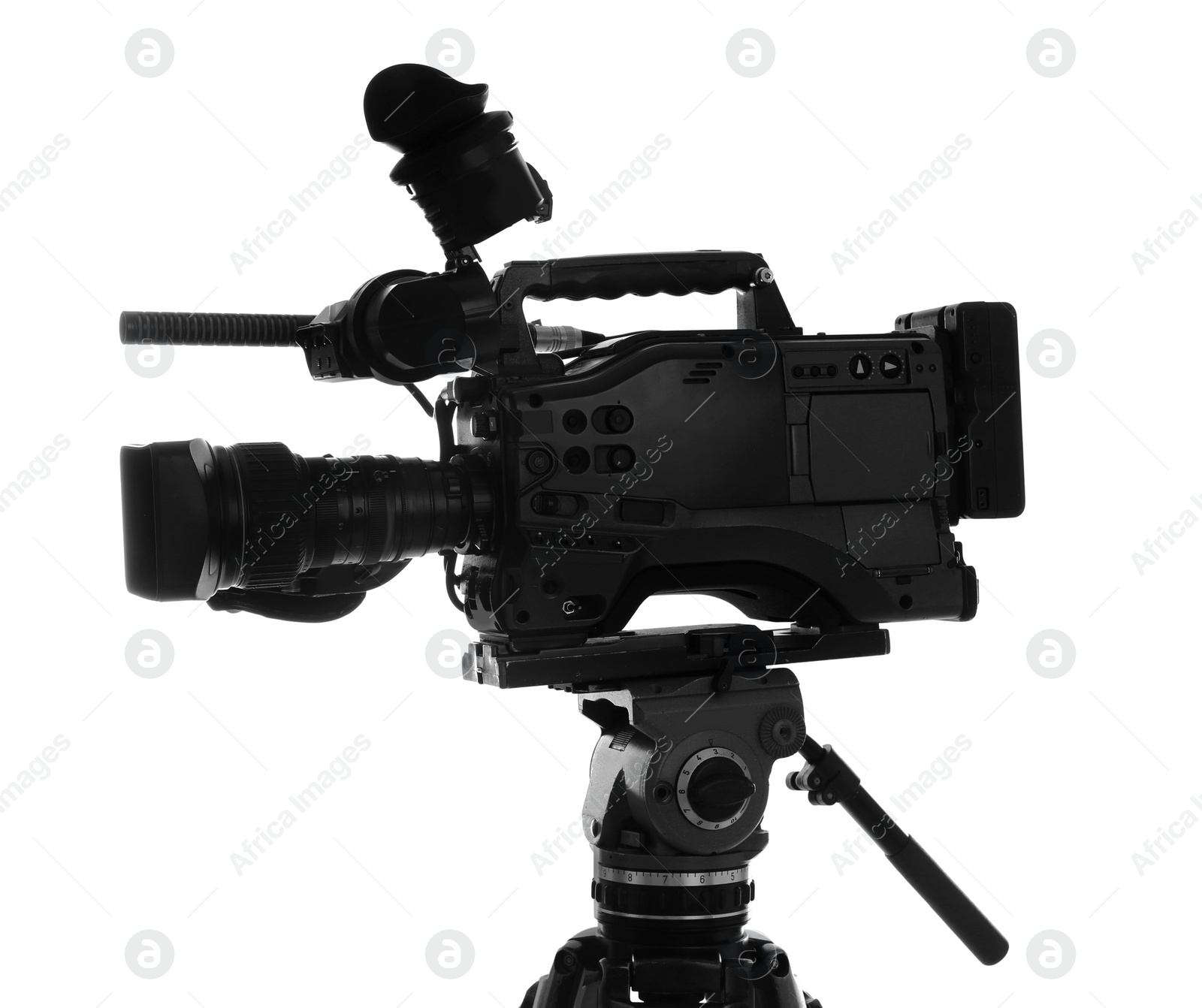 Photo of Modern professional video camera isolated on white