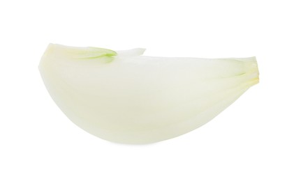 Photo of Piece of fresh ripe onion on white background