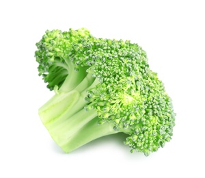 Photo of Fresh green broccoli on white background. Organic food