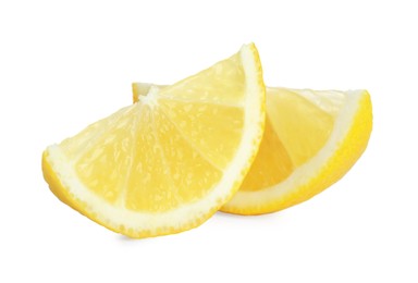 Pieces of fresh lemon isolated on white