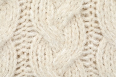 Texture of cozy warm sweater as background, closeup