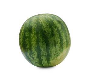 Photo of One whole ripe watermelon isolated on white