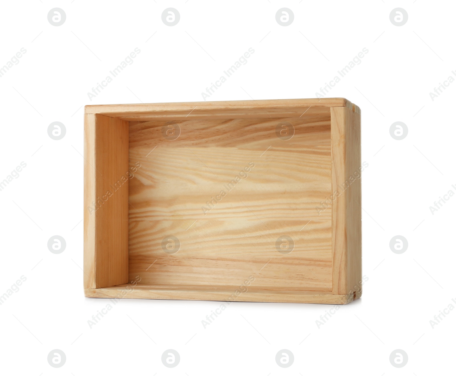 Photo of Wooden crate on white background. Shipping container