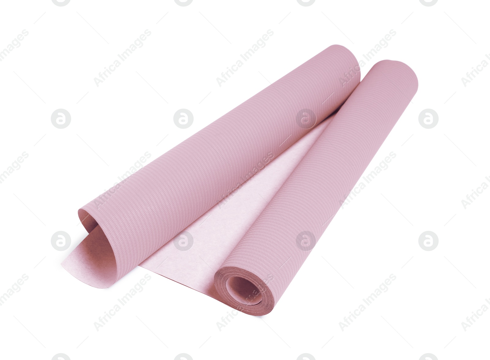 Image of One pink wallpaper roll isolated on white