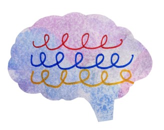 Paper brain cutout on white background. Epilepsy awareness