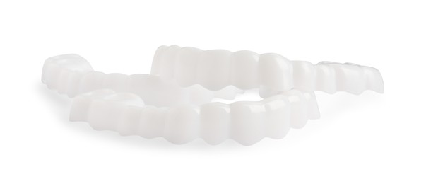Dental mouth guards on white background. Bite correction