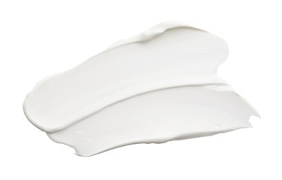 Photo of Samples of face cream on white background