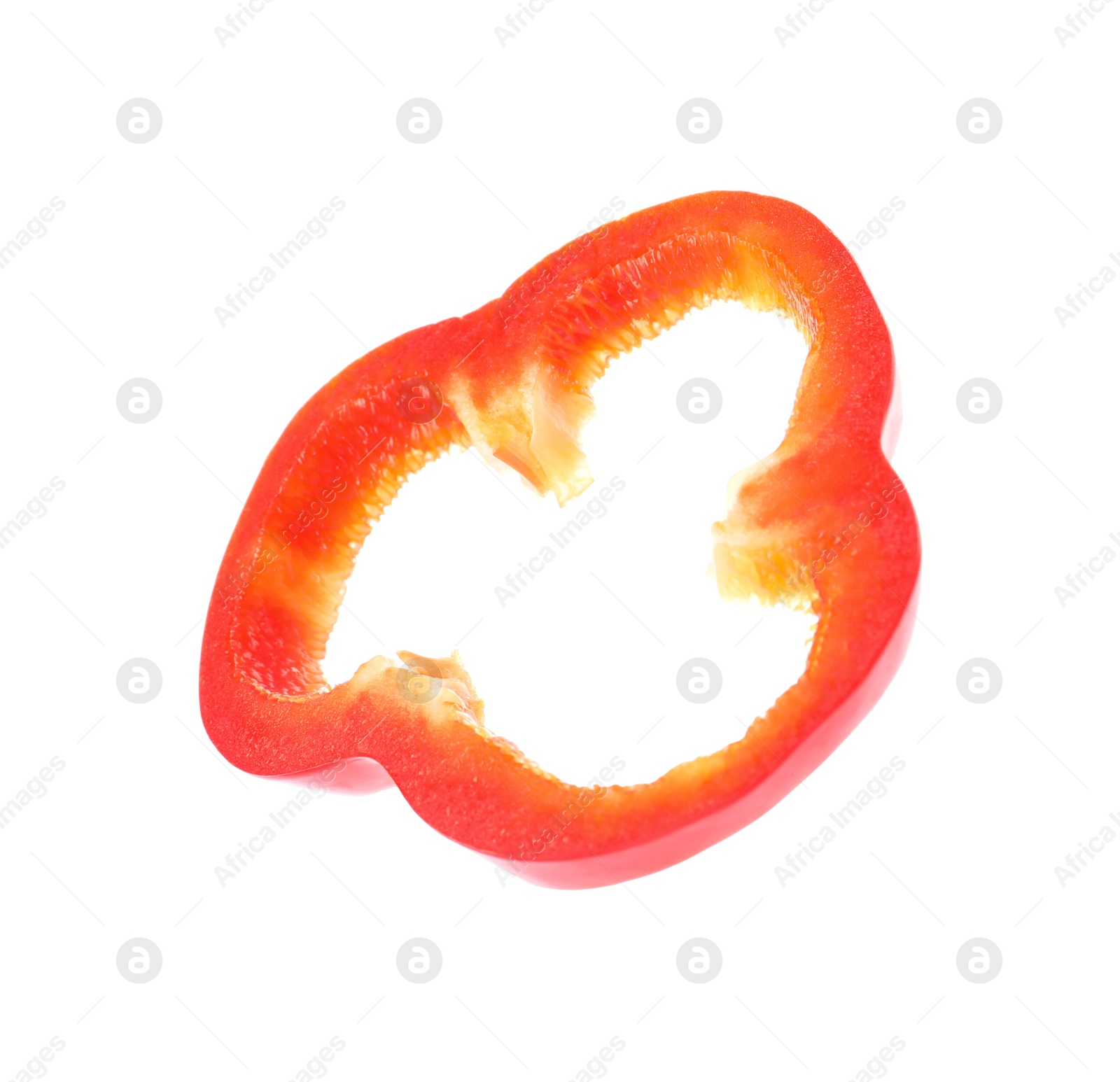 Photo of Slice of ripe bell pepper isolated on white