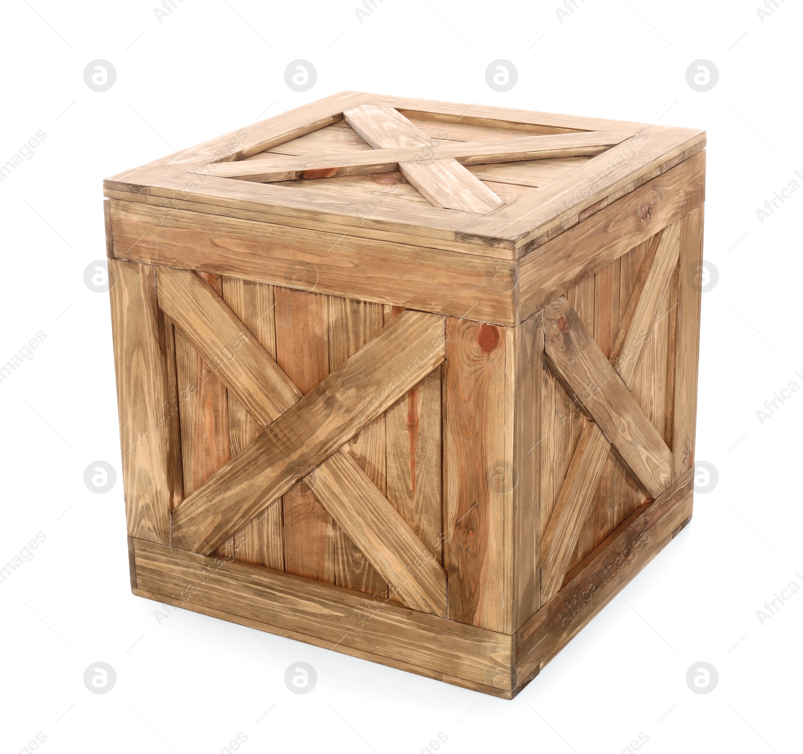 Photo of Old closed wooden crate isolated on white