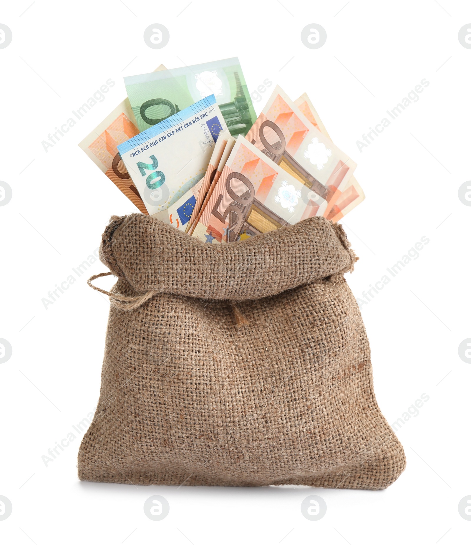 Photo of Sack full of money isolated on white