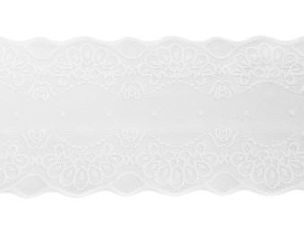 Beautiful lace isolated on white, top view