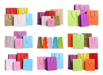 Image of Colorful shopping bags isolated on white, set