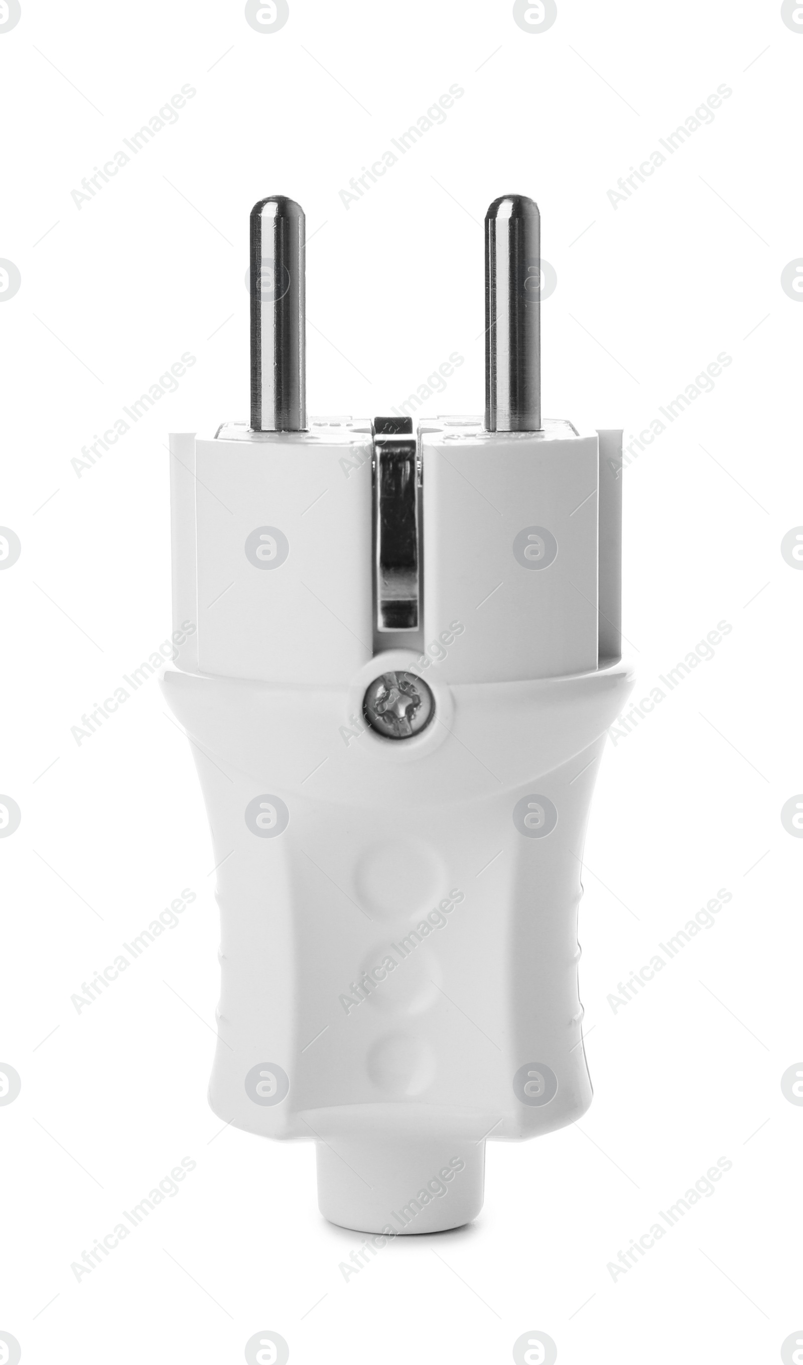Photo of Plug on white background. Electrician's professional equipment