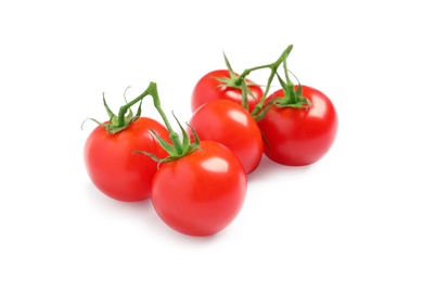 Fresh organic cherry tomatoes isolated on white