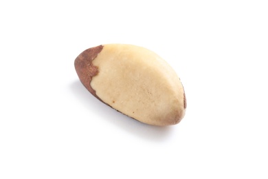 Photo of Delicious Brazil nut on white background. Healthy snack