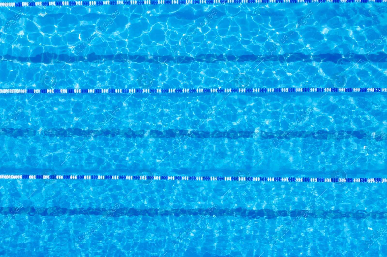 Image of Swimming pool with racing lane dividers, top view