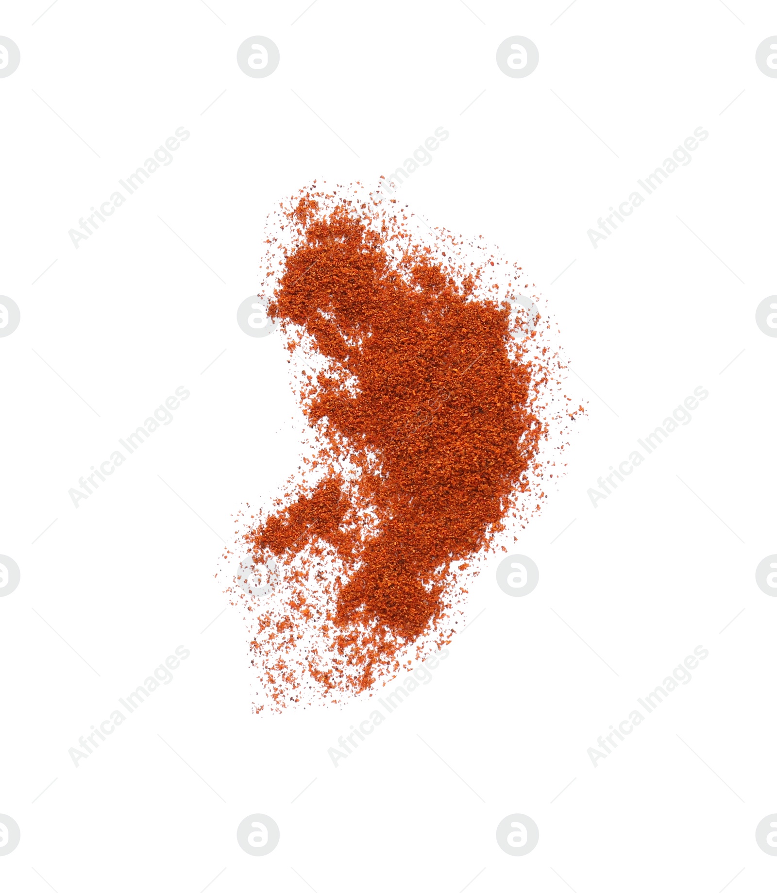 Photo of Aromatic paprika powder isolated on white, top view