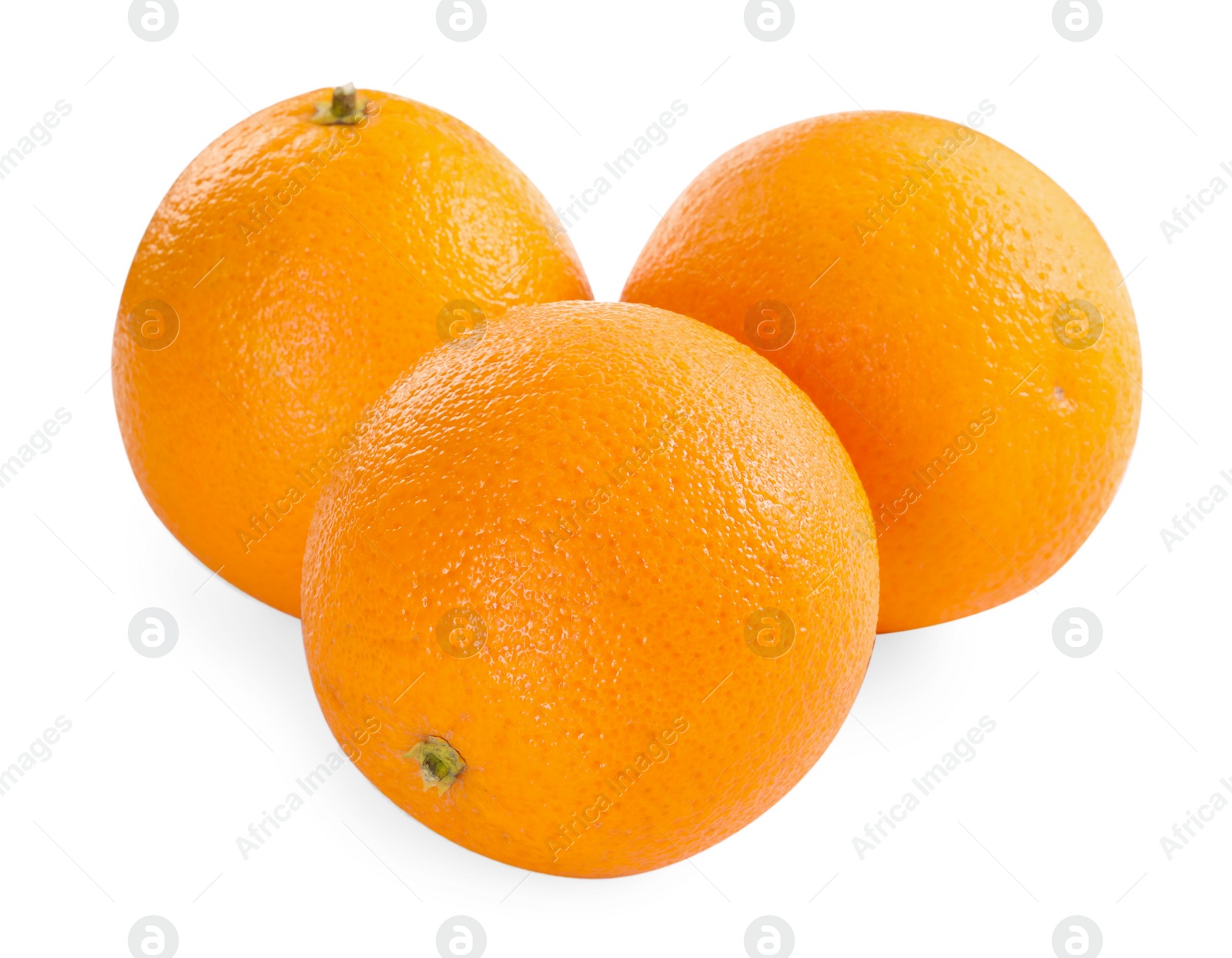 Photo of Three fresh ripe oranges isolated on white