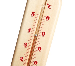 Weather thermometer on white background