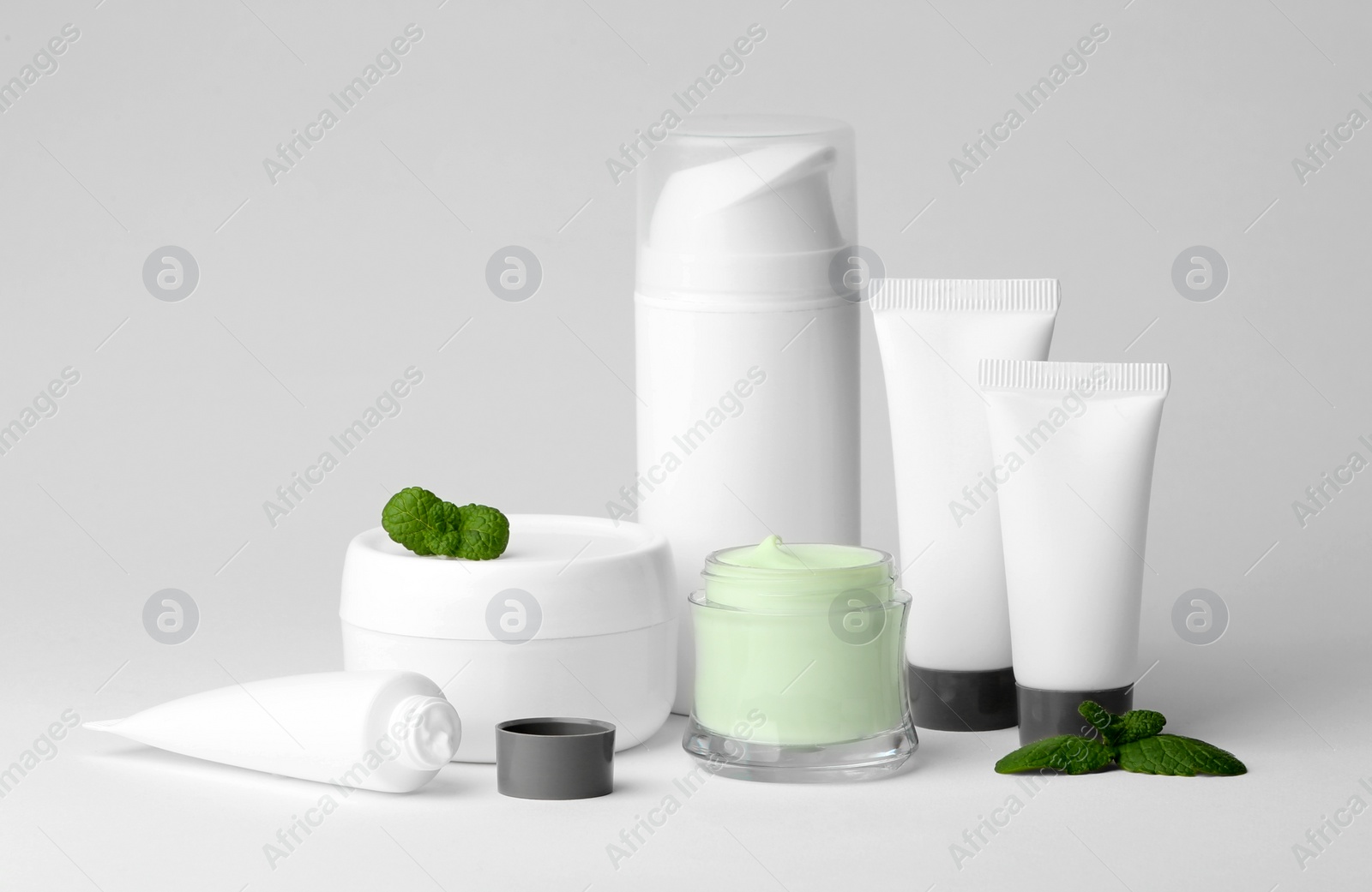 Photo of Set of natural cosmetics on white background