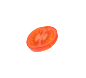 Photo of Slice of tasty raw tomato isolated on white