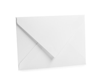 Photo of One closed letter envelope on white background
