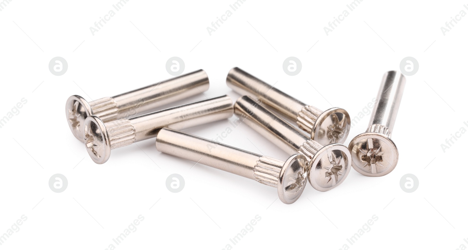 Photo of Metal panel connector fasteners isolated on white