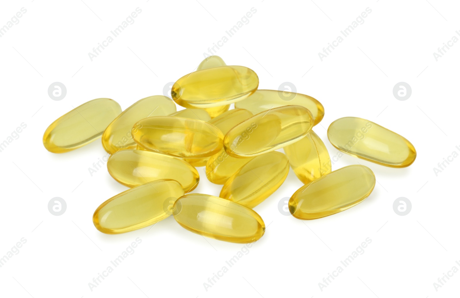 Photo of Vitamin capsules isolated on white. Health supplement