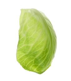 Photo of Leaf of fresh ripe cabbage isolated on white