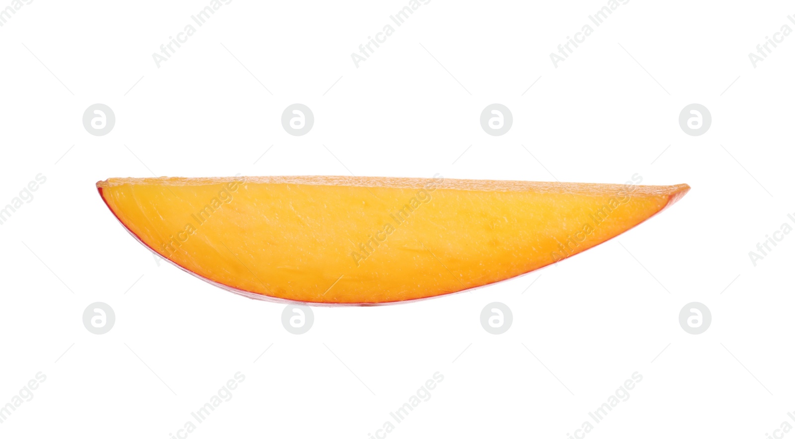 Photo of Fresh juicy mango slice on white background