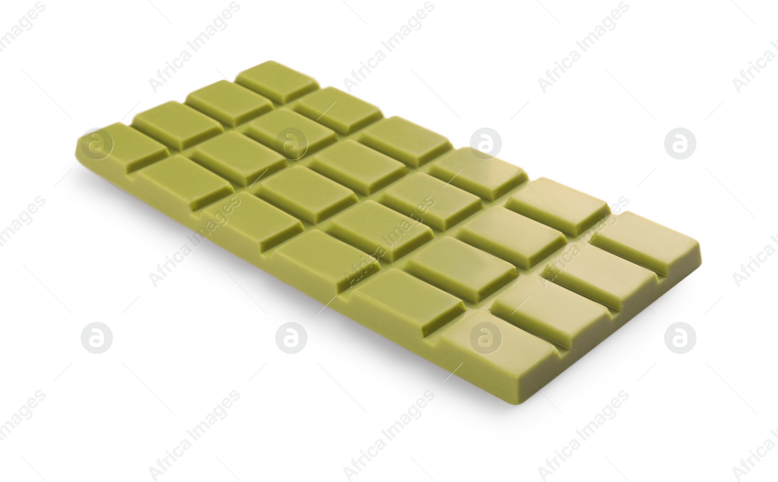 Photo of Tasty matcha chocolate bar isolated on white