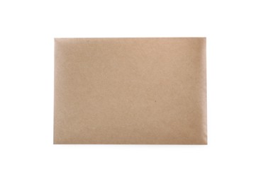 Photo of Blank kraft paper envelope isolated on white