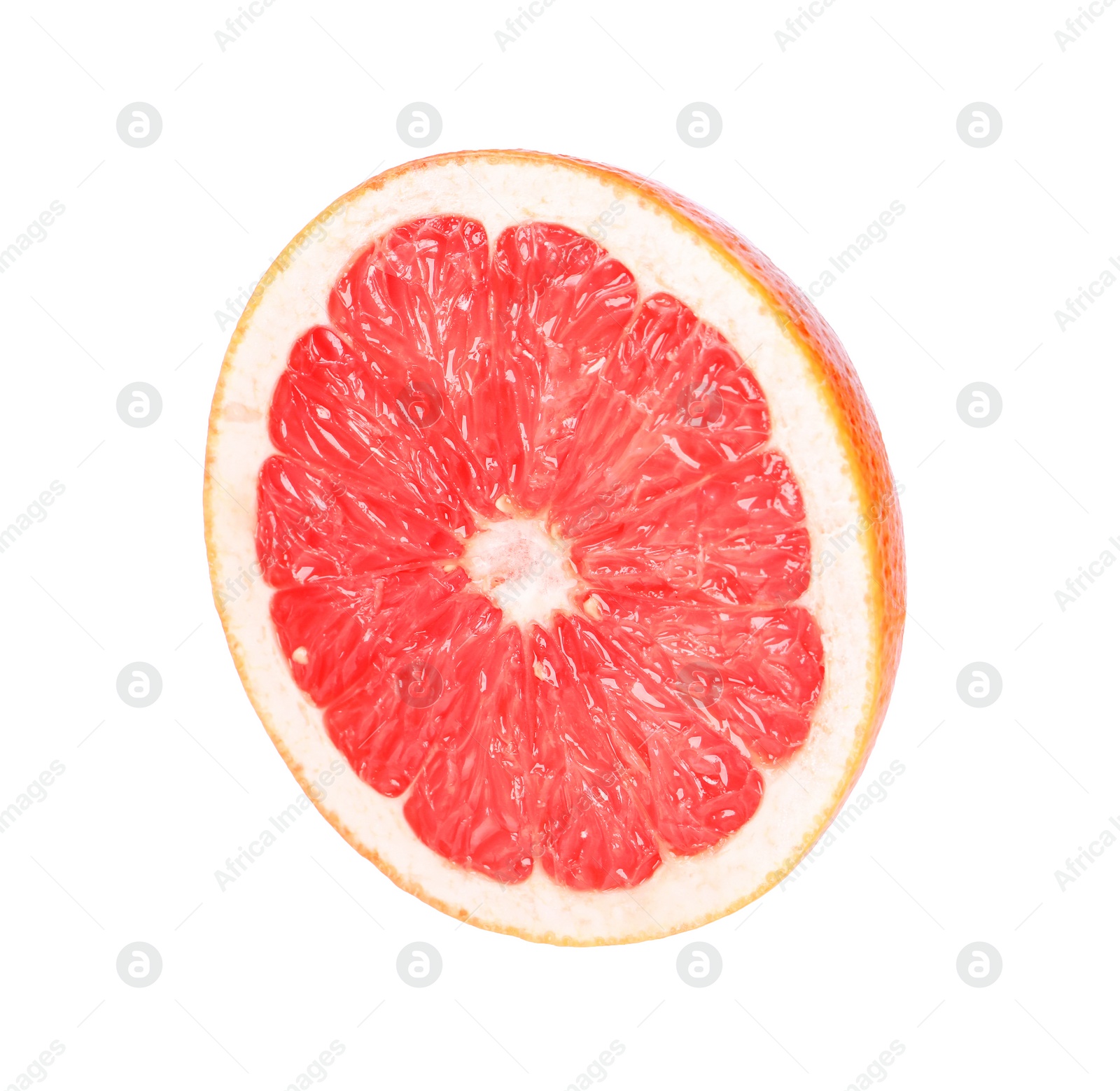 Photo of Citrus fruit. Sliced fresh ripe grapefruit isolated on white