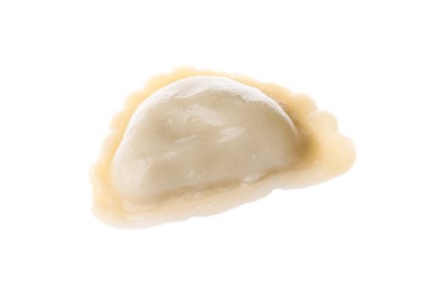 Photo of One dumpling (varenyk) with tasty filling isolated on white