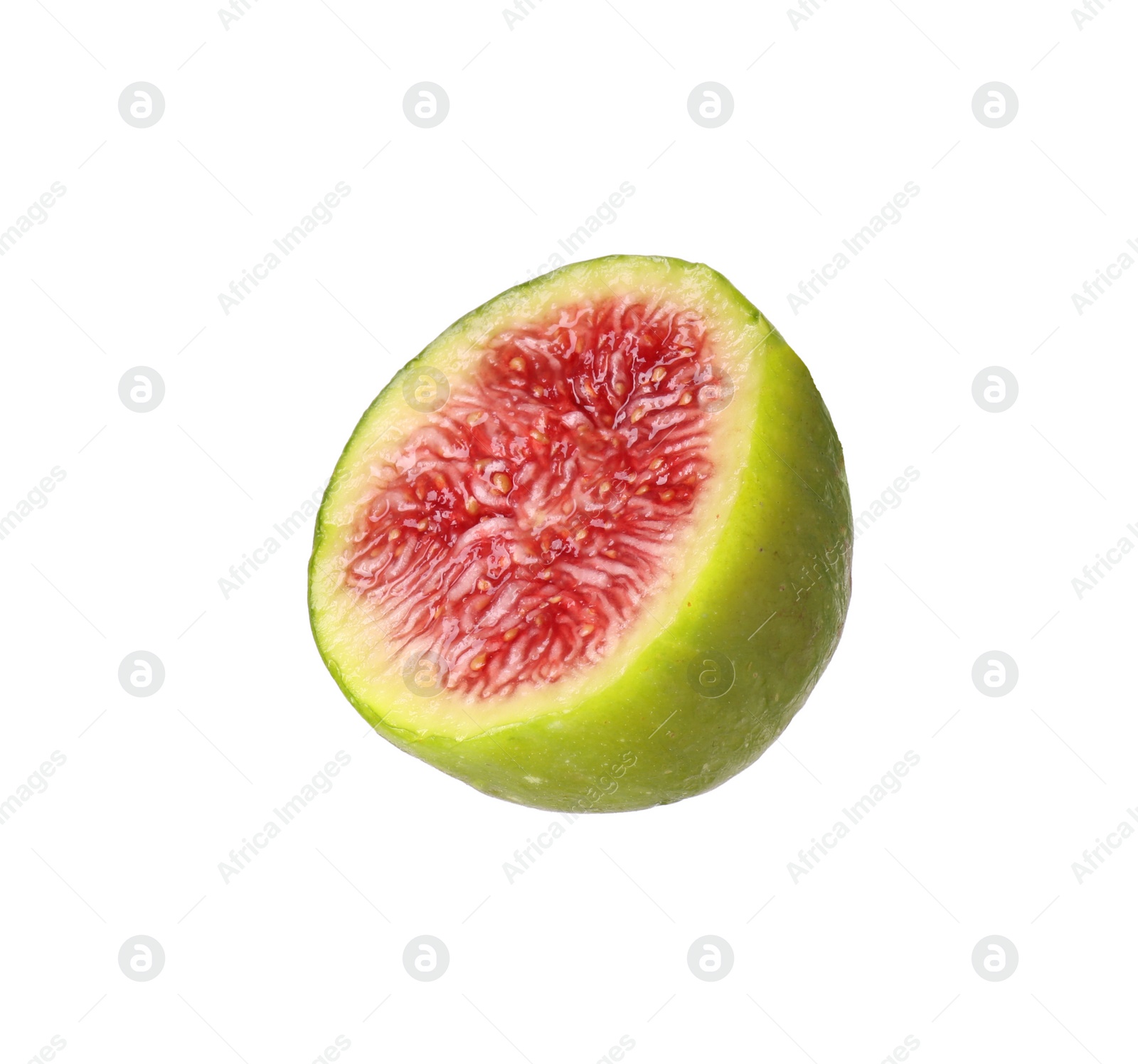 Photo of Piece of fresh green fig on white background