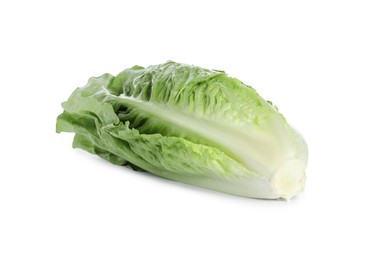 Photo of Fresh green romaine lettuce isolated on white