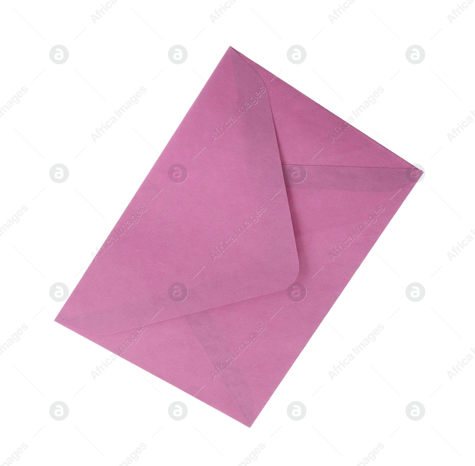 Photo of Purple paper envelope isolated on white. Mail service