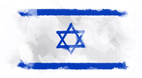 Illustration of National flag of Israel on white background, illustration