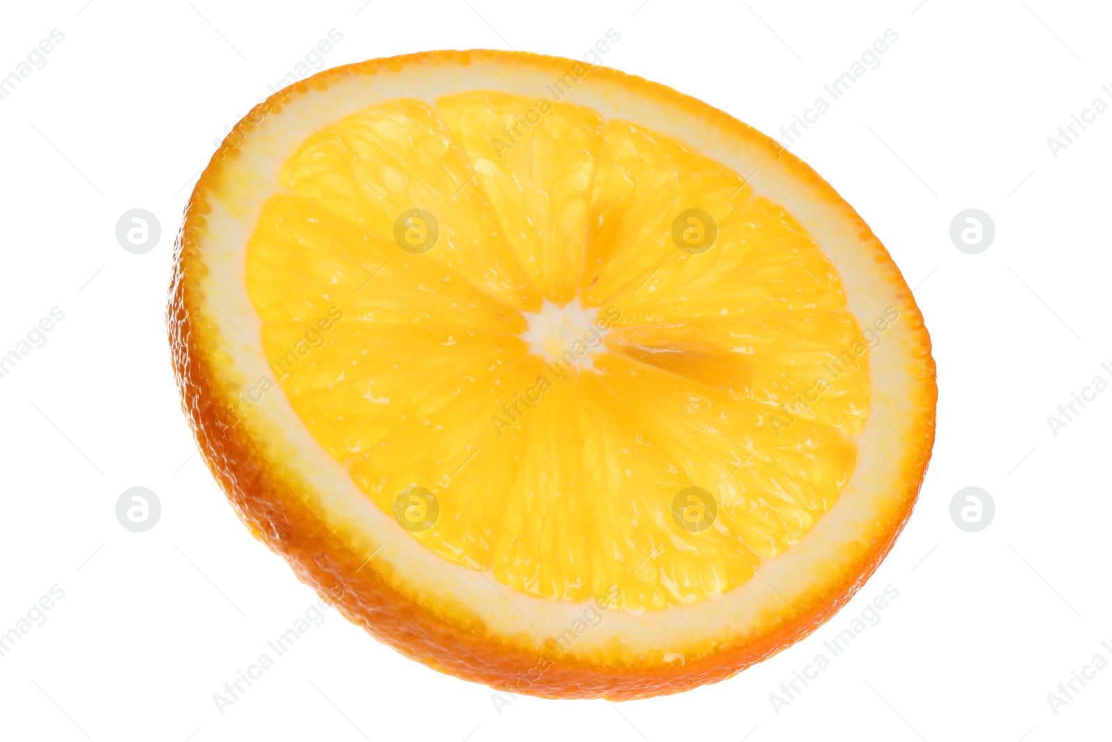 Photo of Slice of fresh ripe orange isolated on white