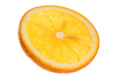 Slice of fresh ripe orange isolated on white