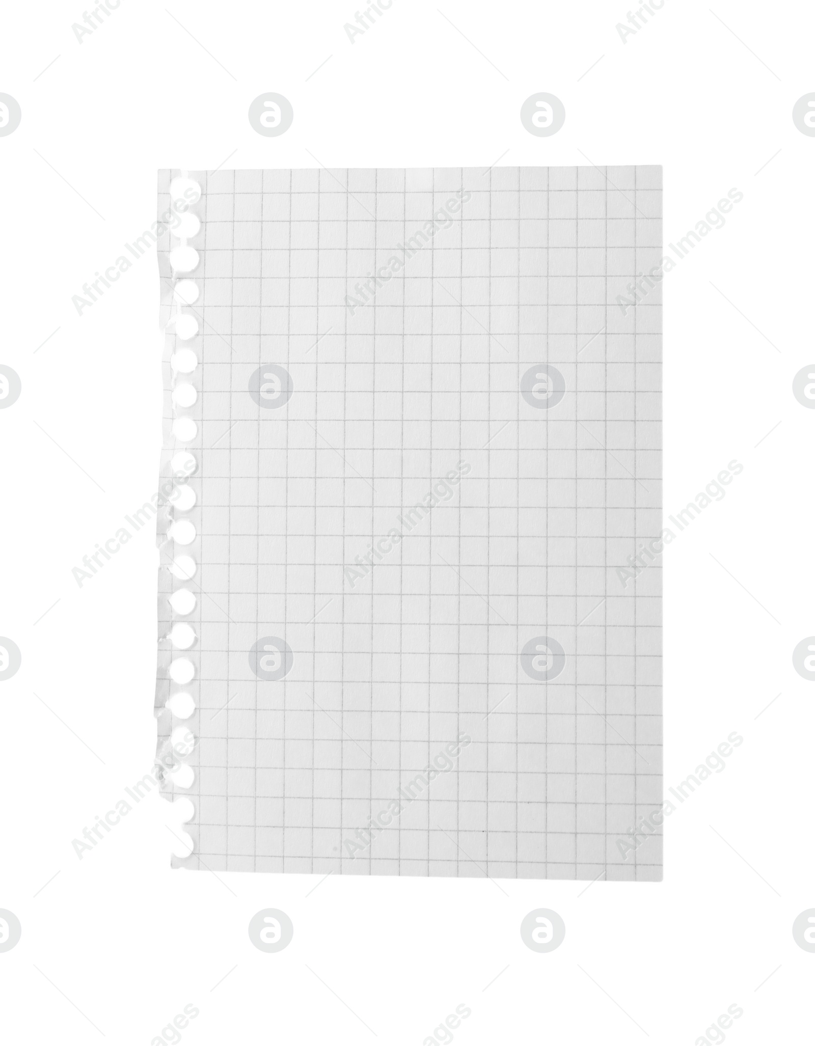 Photo of Blank notebook paper isolated on white. Space for design