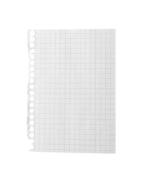 Photo of Blank notebook paper isolated on white. Space for design