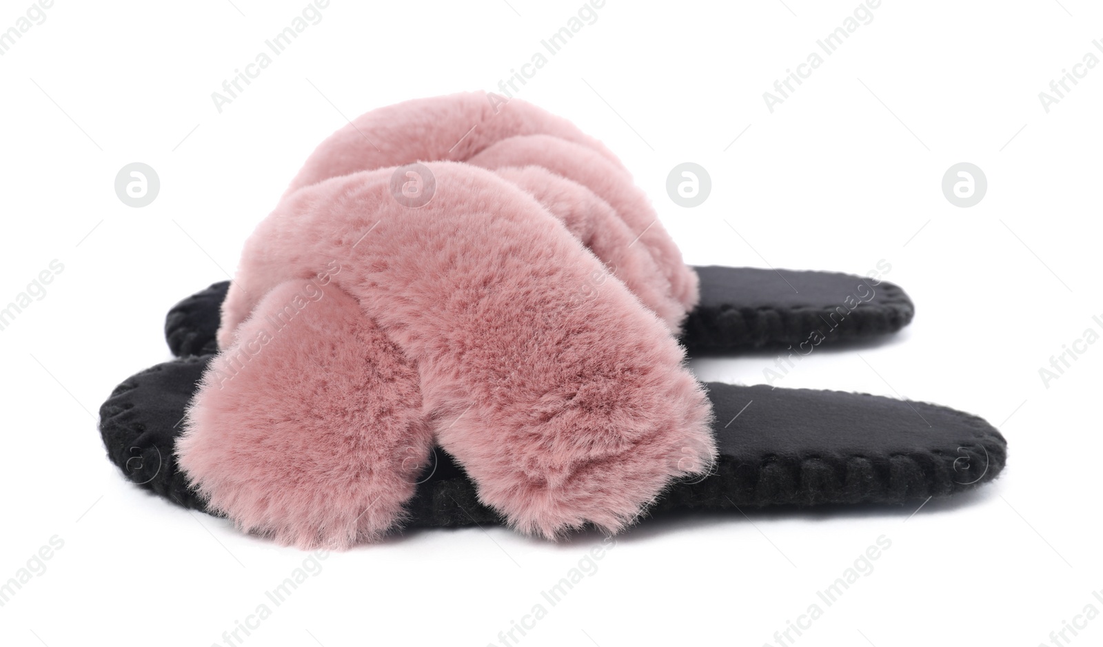 Photo of Pair of soft slippers isolated on white